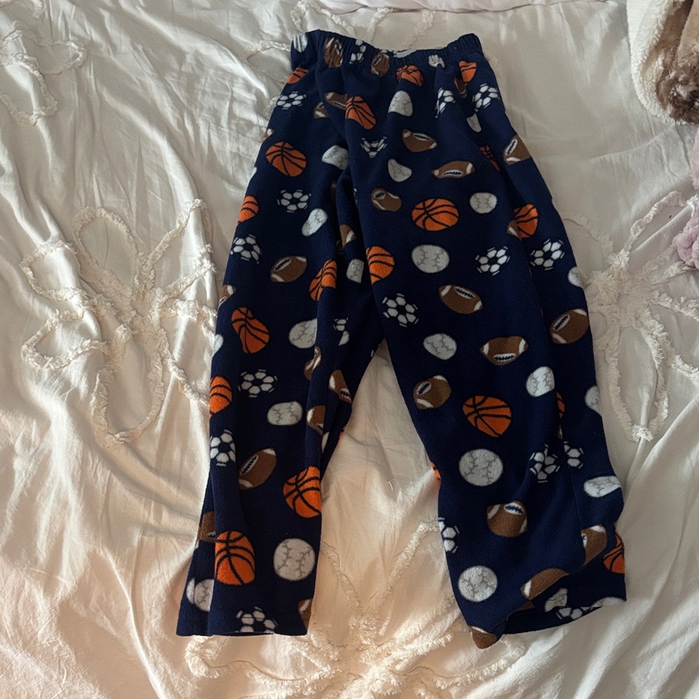 Kids Sports Print Pajama Bottoms - Blue and Brown